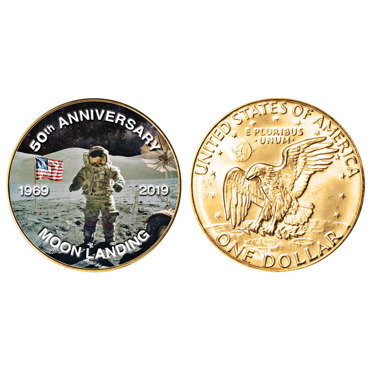 Moon Landing Eisenhower Colorized Dollar Gold Layered Coin